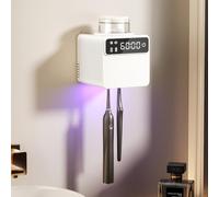 UV Toothbrush Sanitizer - Rechargeable Self-Adhesive Wall Mounted Dual Toothbrush Holder for Bathroom with LED Smart Screen and 1 Cup, Cleaning and Air Drying, for Home and Travel