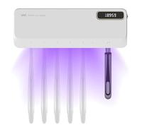 UV Toothbrush Sanitizer, Toothbrush Sterilizer Holder 5+1+1 Slots Electric Toothbrush Cleaner Toothbrush Holders Wall Mounted with Heating Functions Without Drilling for Family Bathroom (White)