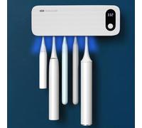 UV Toothbrush Sanitizer, Wall-Mounted Toothbrush Holder, 5 Slots, Timer