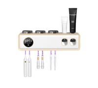 UV Toothbrush Sanitizer, Wall Mounted Toothbrush Holder With 6 Slots, 1500mah Charging, Toothpaste Dispenser, Intelligent Drying Toothbrush Holder With Large Led Screen, White