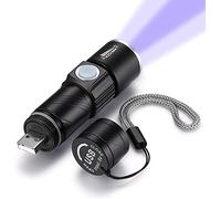 UV Torch Rechargeable, WESLITE Mini LED Black Light Torch 395nm Ultraviolet Blacklight Flashlight Zoomable Dog Cat Pet Urine Finder Stain Detector UV Torch Light(Built in Rechargeable Battery)