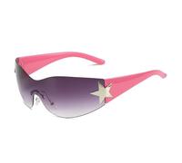 UV400 Protection Wrap-Around Sunglasses Seamless Star Accent Frame Unisex Lightweight Design Women Gift for Daily Wear