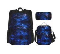 UVBDF 3Pcs Galaxy NightBackpack School Bag Set for Travel Study Backpack and Lunch Box and Pencil Bag