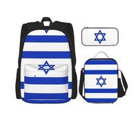 UVBDF 3Pcs Israeli flagBackpack School Bag Set for Travel Study Backpack and Lunch Box and Pencil Bag