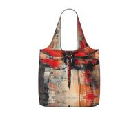 UVBDF Abstract Red Dragonfly Print Grocery Tote Reusable Packable Bag 25l Polyester Washable Travel Holiday Carryall