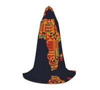 UVBDF African Textile Patterns Renaissance Fair Outfit Hooded Cape For Teens Gothic Medieval Cosplay Costume Stage Theater