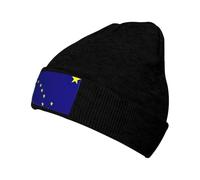 UVBDF Alaska State Flag Beanie Hats for Men Women Knit Winter Hat,Warm and Fashionable Headwear for All Season Black