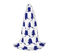UVBDF Alaska State Flag Map Renaissance Fair Outfit Hooded Cape For Teens Gothic Medieval Cosplay Costume Stage Theater