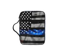 UVBDF American Blue Line Flag Stylish Printed Bible Protection Bag Wear Resistant Case for Travel Church & Bible Class