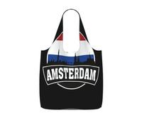 UVBDF Amsterdam Skyline With Dutch Print Grocery Tote Reusable Packable Bag 25l Polyester Washable Travel Holiday Carryall