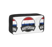 UVBDF Amsterdam Skyline with Dutch Printed Pen Holder Large Capacity Storage Case Smooth Zipper Polyester Bag for Study Travel Workspace
