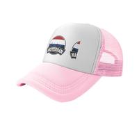 UVBDF Amsterdam Skyline with Dutch Printed Sun Hats, Classic Mesh Back Trucker Hats, Adjustable Baseball Caps for Daily Commute Pink