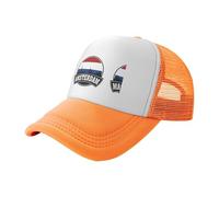 UVBDF Amsterdam Skyline with Dutch Printed Sun Hats, Classic Mesh Back Trucker Hats, Adjustable Baseball Caps for Daily Commute Orange
