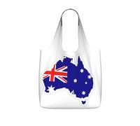 UVBDF Australian Flag Map Print Grocery Tote Reusable Packable Bag 25l Polyester Washable Travel Holiday Carryall