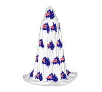 UVBDF Australian Flag Map Renaissance Fair Outfit Hooded Cape For Teens Gothic Medieval Cosplay Costume Stage Theater