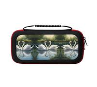 UVBDF Beautiful White Swans On The Lake Carrying Storage Case for Switch,Large Switch Cases,with 20 Game Cards for Switch Controller