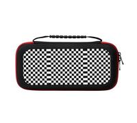 UVBDF Black and White Checkered Stripes Carrying Storage Case for Switch,Large Switch Cases,with 20 Game Cards for Switch Controller