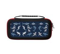 UVBDF Blue Cartoon Shark Carrying Storage Case for Switch,Large Switch Cases,with 20 Game Cards for Switch Controller