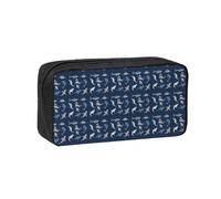 UVBDF Blue Cartoon Shark Printed Pen Holder Large Capacity Storage Case Smooth Zipper Polyester Bag for Study Travel Workspace
