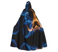 UVBDF Blue Flame Polyester Hooded Cloak For Adult, Cosplay Wizard Witch Cape For Halloween, St. Patrick'S Day