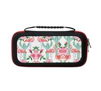 UVBDF Cactus Flamingo Rose Flowers Carrying Storage Case for Switch,Large Switch Cases,with 20 Game Cards for Switch Controller