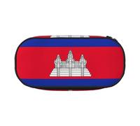 UVBDF Cambodia Flag Pencil Case for Men Women,Portable Pencil Pouch Aesthetic, Zipper Cases for Office Organizer