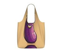 UVBDF Cartoon Eggplant Print Grocery Tote Reusable Packable Bag 25l Polyester Washable Travel Holiday Carryall