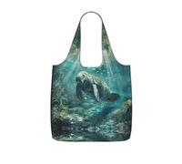 UVBDF Crazy Save Manatee Print Grocery Tote Reusable Packable Bag 25l Polyester Washable Travel Holiday Carryall
