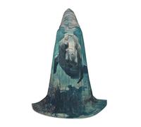 UVBDF Crazy Save Manatee Renaissance Fair Outfit Hooded Cape For Teens Gothic Medieval Cosplay Costume Stage Theater