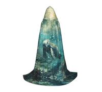 UVBDF Crazy Save Manatee Renaissance Fair Outfit Hooded Cape For Teens Gothic Medieval Cosplay Costume Stage Theater