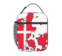 UVBDF Danish Flag Map Print Thermal Lunch Tote, Portable Cooler Bag, Insulated Lunch Bag for Hot Cold Food Keep