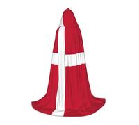 UVBDF Danish Flag Renaissance Fair Outfit Hooded Cape For Teens Gothic Medieval Cosplay Costume Stage Theater