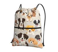 UVBDF Dog breed Print Lightweight Backpack with Drawstring Zipper, Adjustable Compartment for Beach Walking Tour