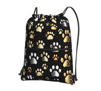 UVBDF Dog Paw Prints Print Lightweight Backpack with Drawstring Zipper, Adjustable Compartment for Beach Walking Tour