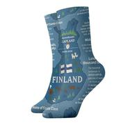 UVBDF Finland Map With Various Feat Breathable Comfort Socks, Moisture Wicking Soft Socks For Daily Wear And Gym
