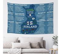 UVBDF Finland Map With Various Feat Printed Wall Hanging Sign, Vibrant Art Tapestry For Spring Festival And Seasonal Display