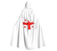 UVBDF Flag Map Of Georgia Polyester Hooded Cloak For Adult, Cosplay Wizard Witch Cape For Halloween, St. Patrick'S Day