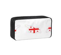 UVBDF Flag Map of Georgia Printed Pen Holder Large Capacity Storage Case Smooth Zipper Polyester Bag for Study Travel Workspace