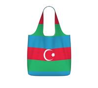 UVBDF Flag Of Azerbaijan Print Grocery Tote Reusable Packable Bag 25l Polyester Washable Travel Holiday Carryall