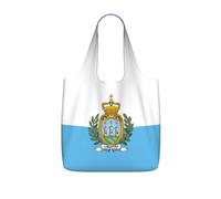 UVBDF Flag Of San Marino Print Grocery Tote Reusable Packable Bag 25l Polyester Washable Travel Holiday Carryall
