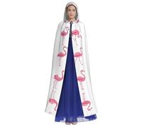 UVBDF Flamingos On White Polyester Hooded Cloak For Adult, Cosplay Wizard Witch Cape For Halloween, St. Patrick'S Day