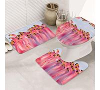 UVBDF Flamingos Partying Printing 3 Piece Rugs Set, Non Slip Flannel Rug Set For Master Bathroom, 31.5x20in Absorbent Mats