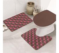 UVBDF Flamingos Printing 3 Piece Rugs Set, Non Slip Flannel Rug Set For Master Bathroom, 31.5x20in Absorbent Mats