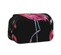 UVBDF Flamingos Printing School Double Layer Clamshell Pencil Case Organizer Stationery Bag for Kids Gift