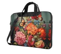 UVBDF Flowers And Butterfly Print Minimalist Laptop Bag Simple Lightweight Portable Shoulder Bag For Men Birthday Gift