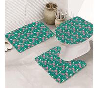 UVBDF Four Flamingos Printing 3 Piece Rugs Set, Non Slip Flannel Rug Set For Master Bathroom, 31.5x20in Absorbent Mats