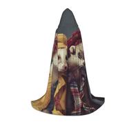 UVBDF French Fashion Model Ferrets Renaissance Fair Outfit Hooded Cape For Teens Gothic Medieval Cosplay Costume Stage Theater