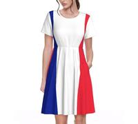 UVBDF French Flag Summer Dresses for Women Casual Tshirt Short Sleeve Sundress Beach Cover Ups with Pockets Black
