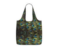 UVBDF Fresh Peacock Print Grocery Tote Reusable Packable Bag 25l Polyester Washable Travel Holiday Carryall