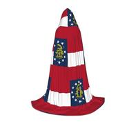UVBDF Georgia Flag Renaissance Fair Outfit Hooded Cape For Teens Gothic Medieval Cosplay Costume Stage Theater
